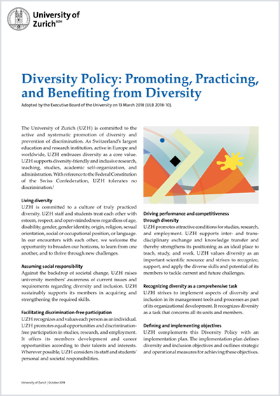 Diversity Policy of the University of Zurich (Cover)