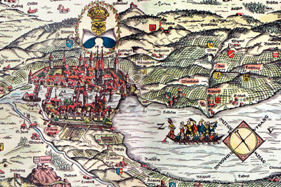 Plan des Herrschaftsgebiets der Stadt Zürich 1566