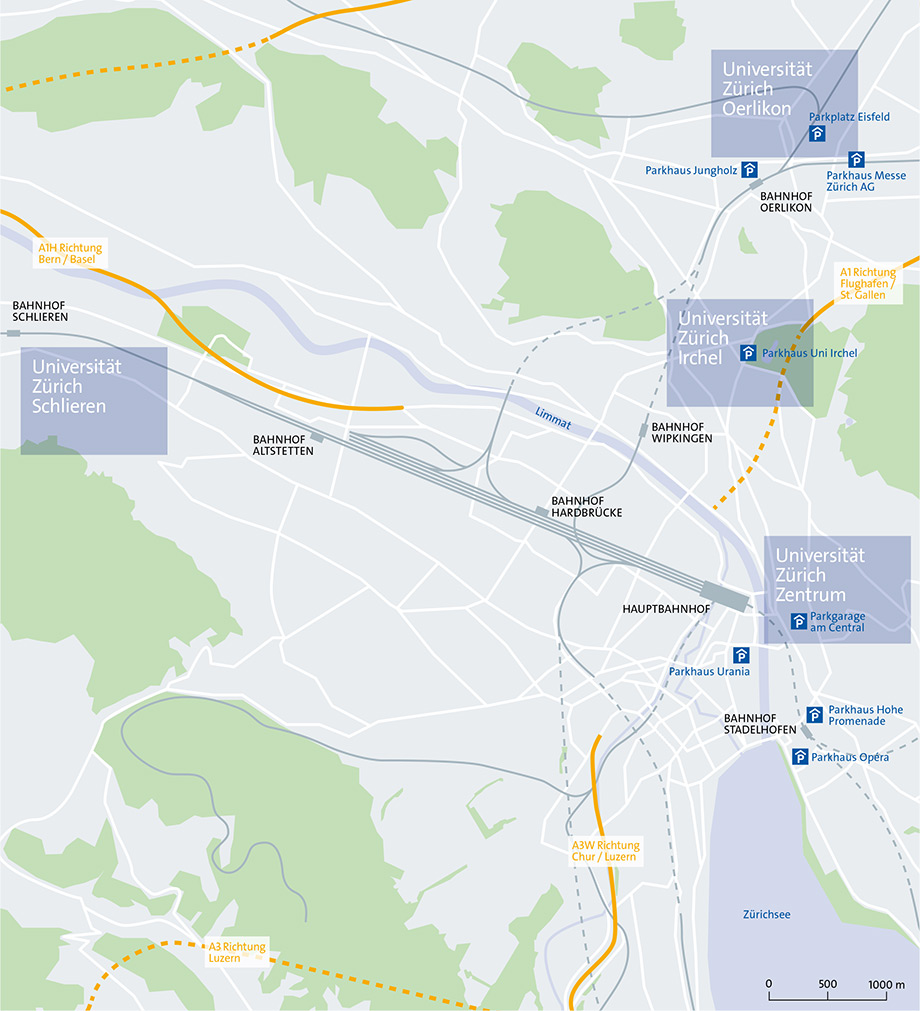 Standorte der Universität Zürich (Map)