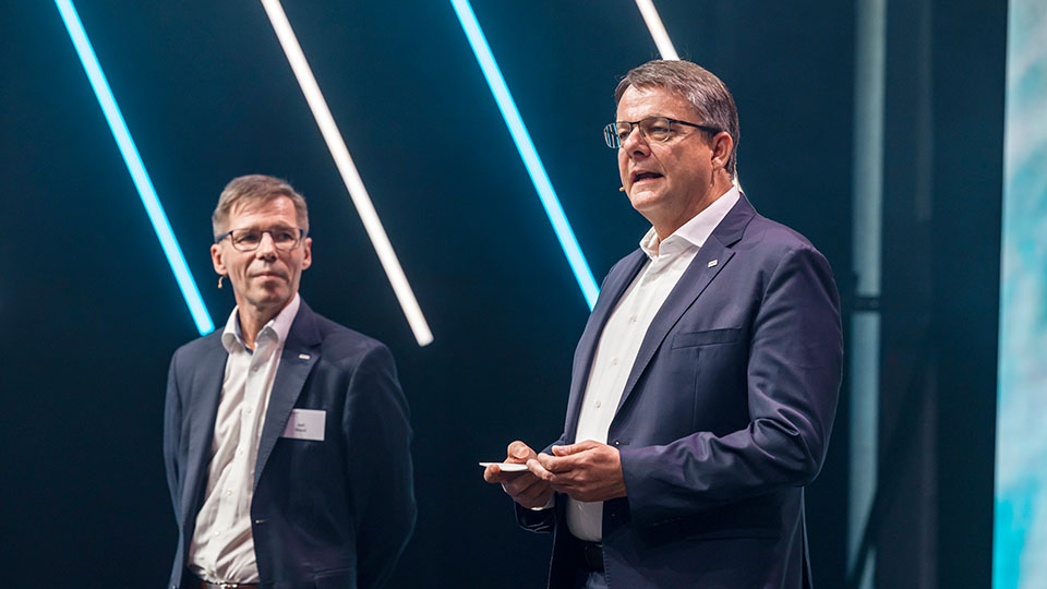 Michael Schaepman zusammen mit ETH-Präsident Joel Mesot an der Eröffnung der Scientifica, 1. September 2023 (Bild: Alessandro della Bella)