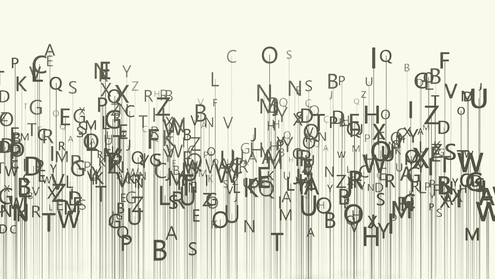 Buchstaben-Wolke auf Buchseiten-Hintergrund