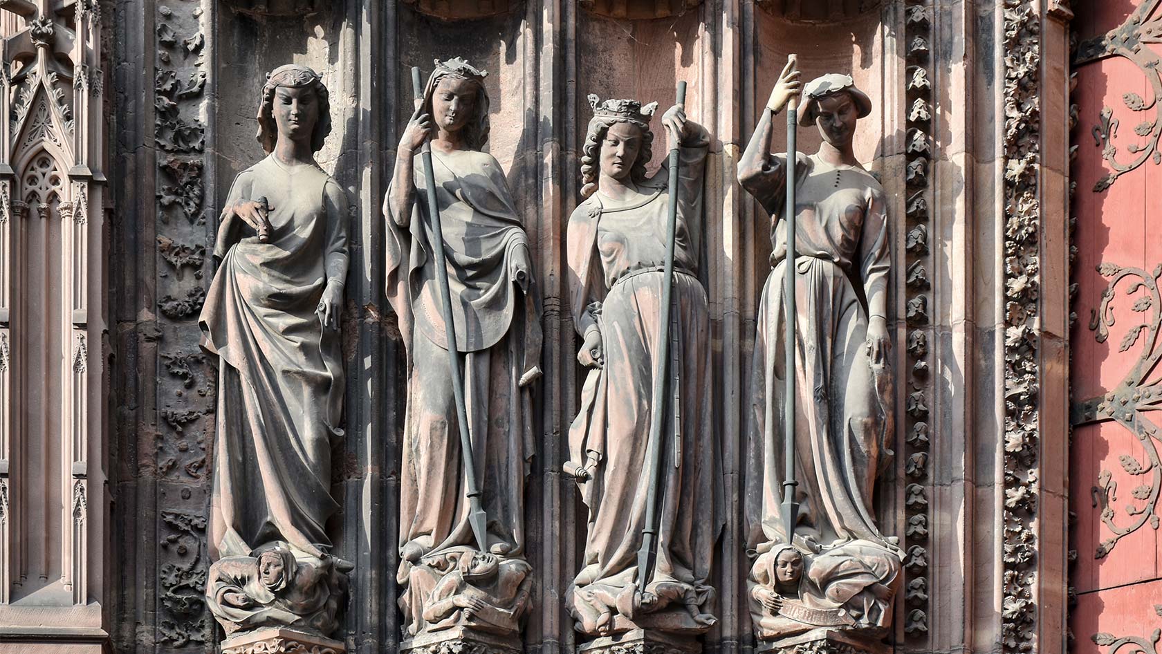 Sculptures on the side portal of Strasbourg Cathedral