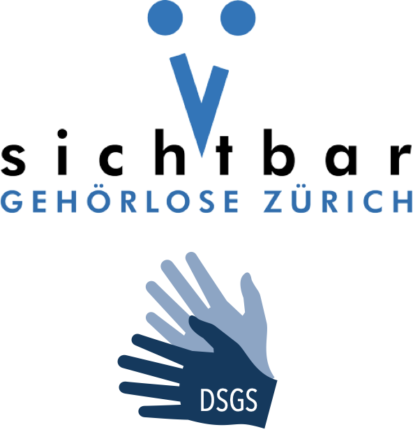 logo von Sichtbar Gehörlose Zürich. Bei dieser Veranstaltung verwenden wir Gebärdensprache.