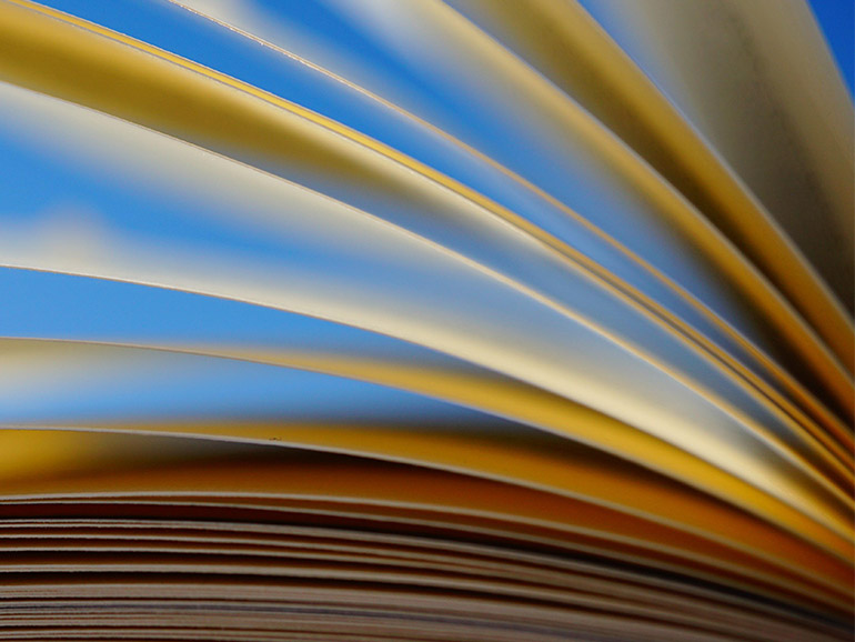 A book open in profile